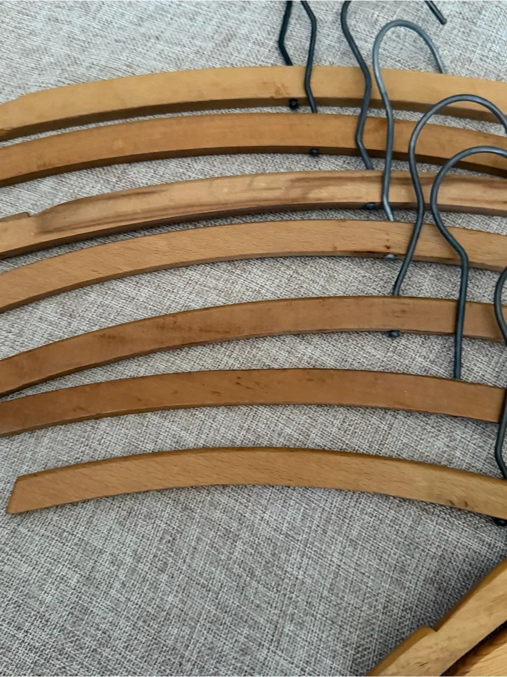 11 piece set of vintage curved solid wood coat suit hangers